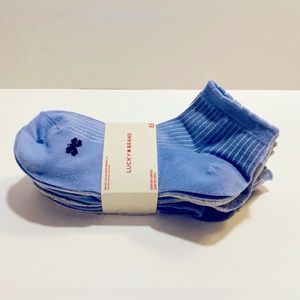 8 PR LUCKY 🍀 BRAND SOCKS QUARTER LENGTH  ASSORTMENT OF COLORS BLUE TAN GRAY